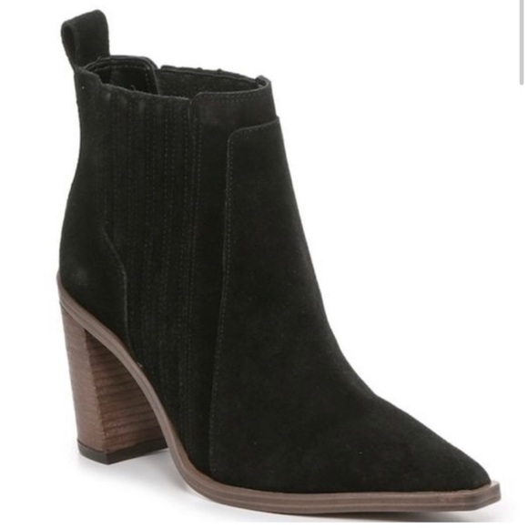 Vince Camuto black suede weverna booties block heel women’s size 11 trendy - Picture 1 of 8